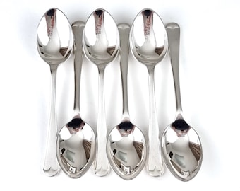 Set of Teaspoons, Set of Six, Military Issue, Silver Plate, Hanoverian Pattern, Dated 1981, Officers Mess, British Army, Elegant Flatware