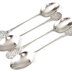 Set of Four, Silver Teaspoons, Edinburgh Golf Club, Golf Spoons, Sterling Flatware, Art Deco, Frank Cobb, Stylish Tableware, Historical Set