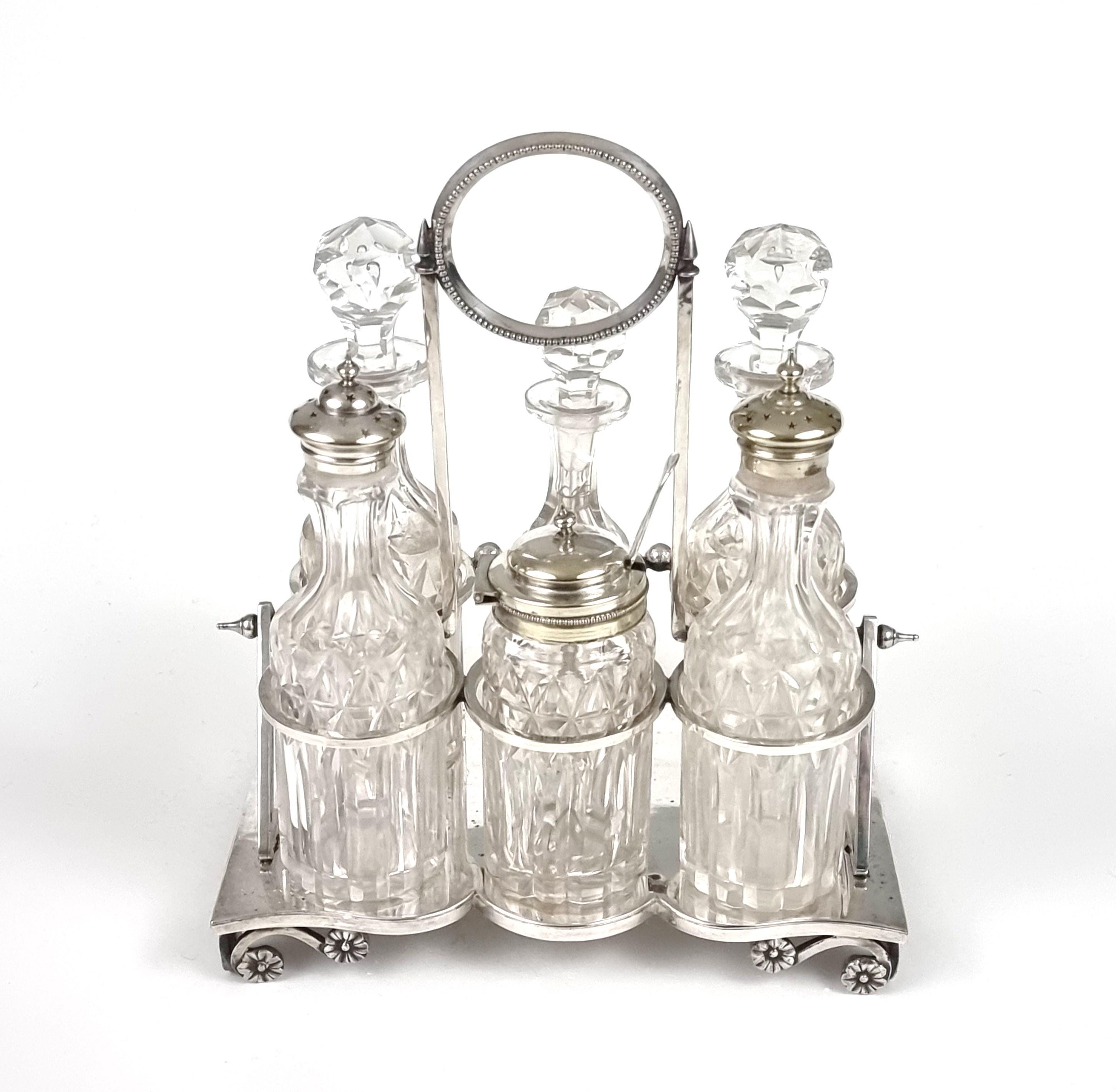Porte-condiments En Métal Argenté – Panier De Service Vintage (occasion)