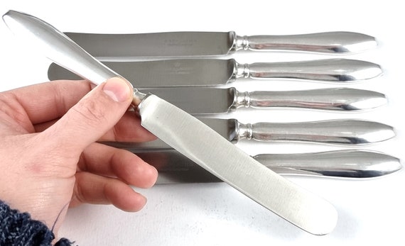 ROSTFREI Vintage Germany Silver Plated Dinner Knives Set of Six 8 3/4 RARE