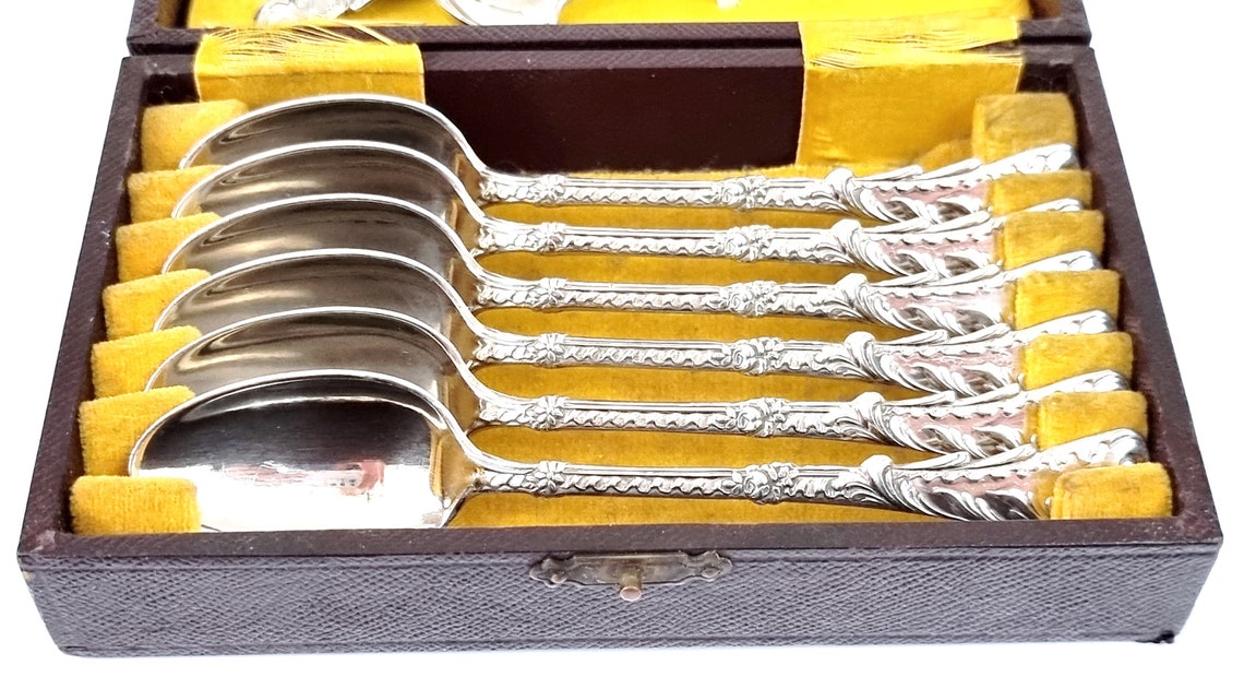 Unusual Flatware Cased Cutlery Set Set of Six Teaspoons Etsy