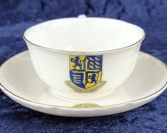 Crested Tableware, Goss China, Cup and Saucer, Enameled Crest, Bournemouth Crest, Afternoon Tea, Elegant Teaware, Table Decoration, Unique