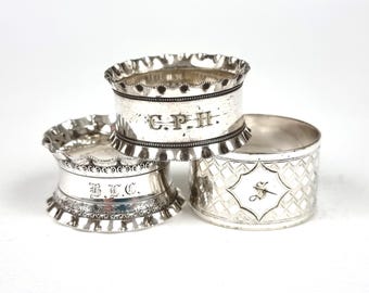 イギリス　ナプキンリング　silver925 銀無垢 ナプキンリング「R」英国製スターリングシルバー1913年製（106891E
