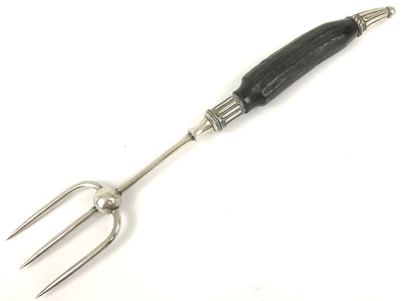 Bread Fork Antler Handle Large Fork Victorian Taxidermy Stunning Antique Collectible Silver Plate and Antler Handled Meat Fork Gothic