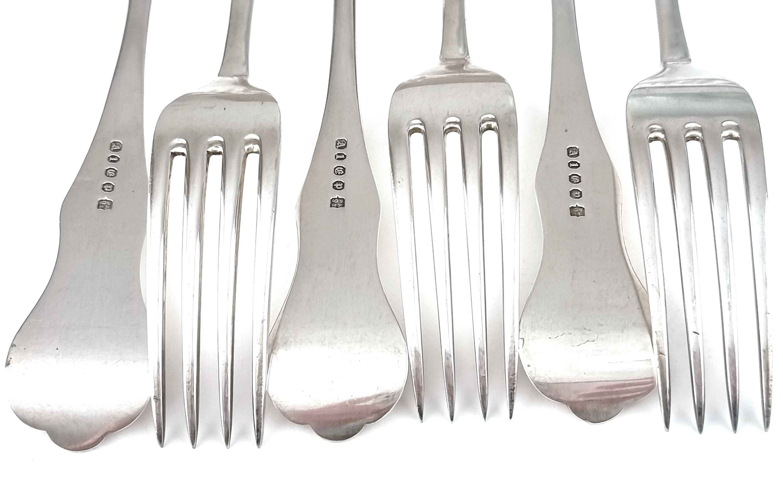 Antique Fork Set, Table Forks, Silver Plate, Queens Pattern, Set