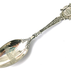 Quality Antique Sterling, Silver Spoon, Elkington Silverware, Coffee Spoon, Glasgow Exhibition, 1901 Exhibition, Crested Sterling, Floral