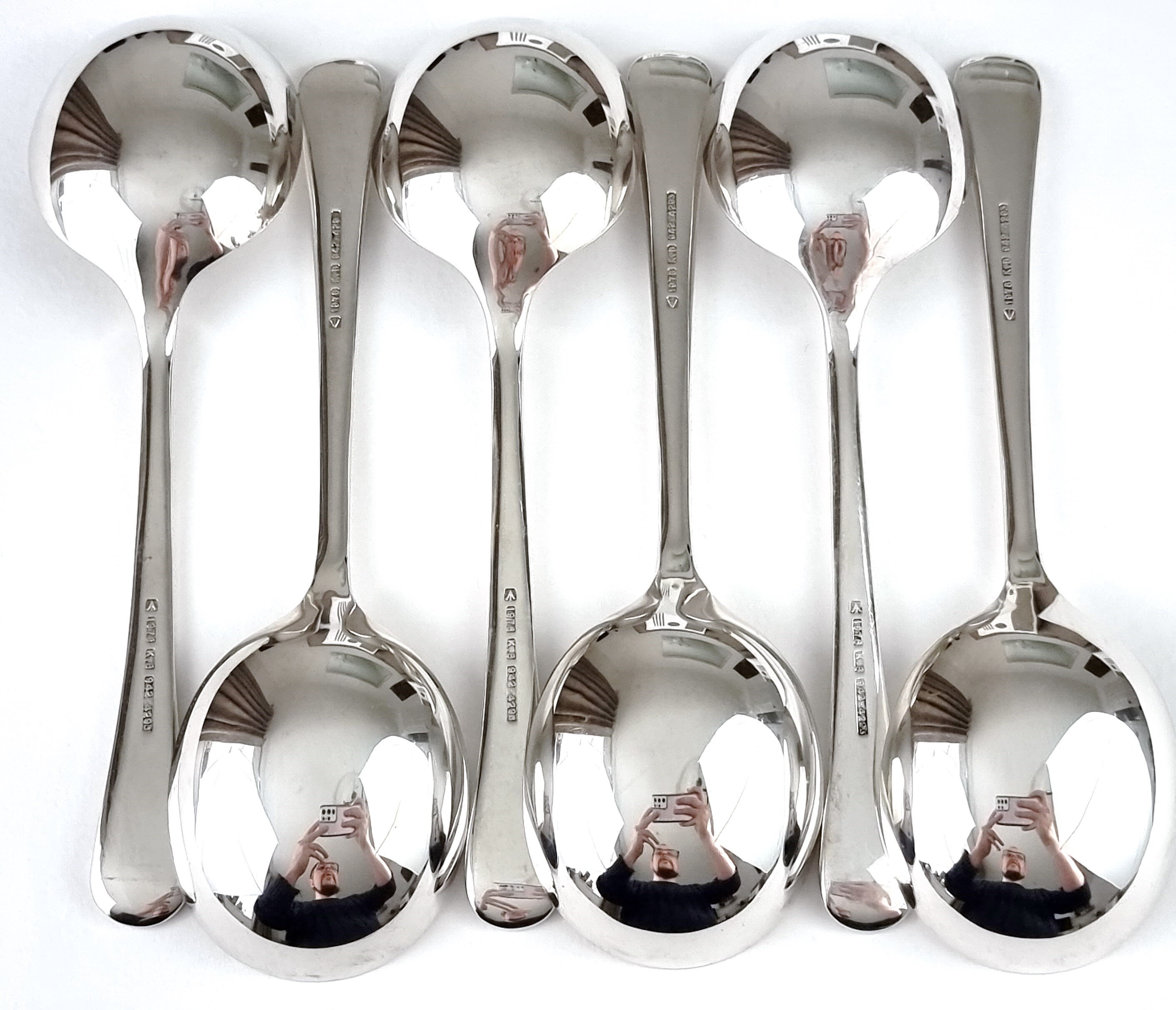 Set of Soup Spoons, Military Issue, Set of Six, Silver Plate ...