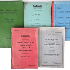 Vintage Railwayana, British Railways, Rozkład jazdy pociągów, Notatki i rysunki z wykładów, Przepisy, Książki kolejowe, Grupa historyczna, Rzadkie
