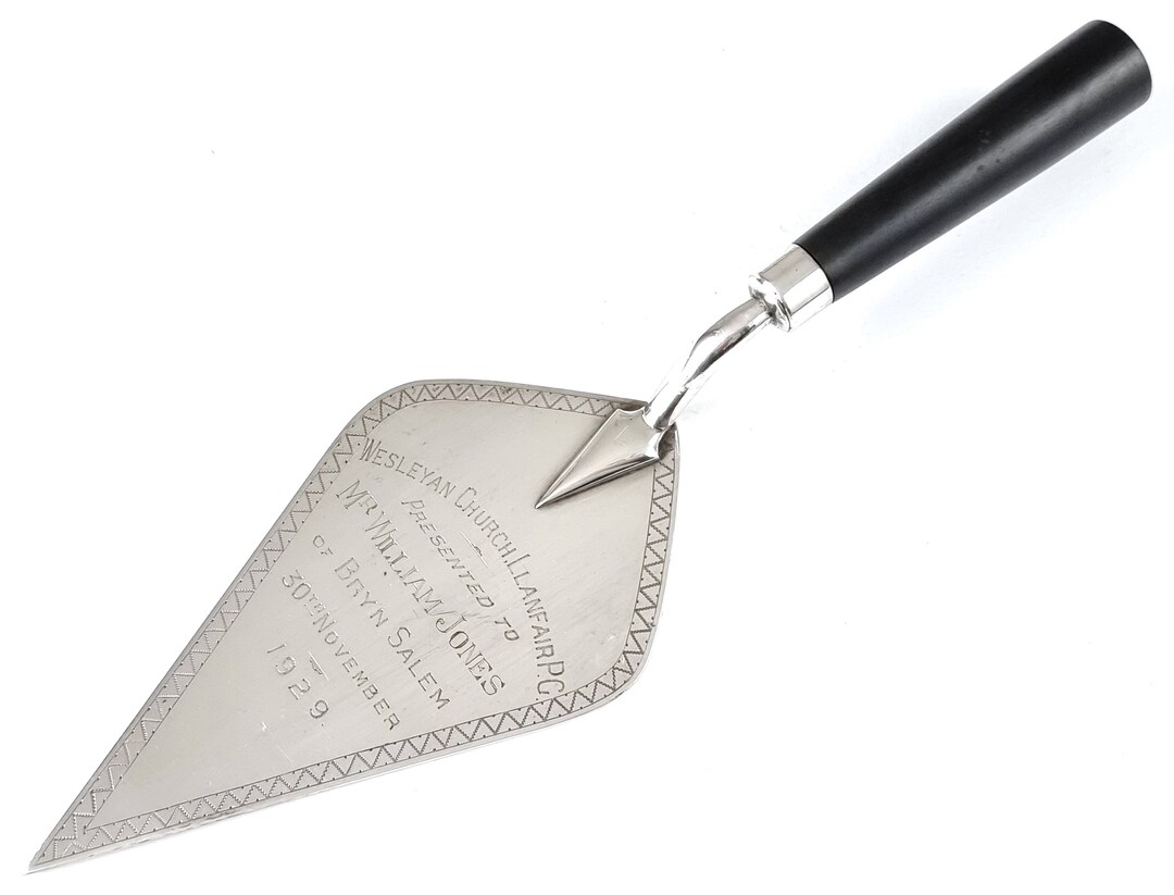 Vintage Presentation Trowel, Silver Plate, Ebonised Handle, Wesleyan