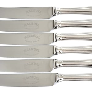 Vajilla elegante, Juego de seis cuchillos, Cuchillos de mesa, H Samuel, Sheffield Producido, Configuración de mesa, Decoración del hogar, Aspecto moderno, Alta cocina