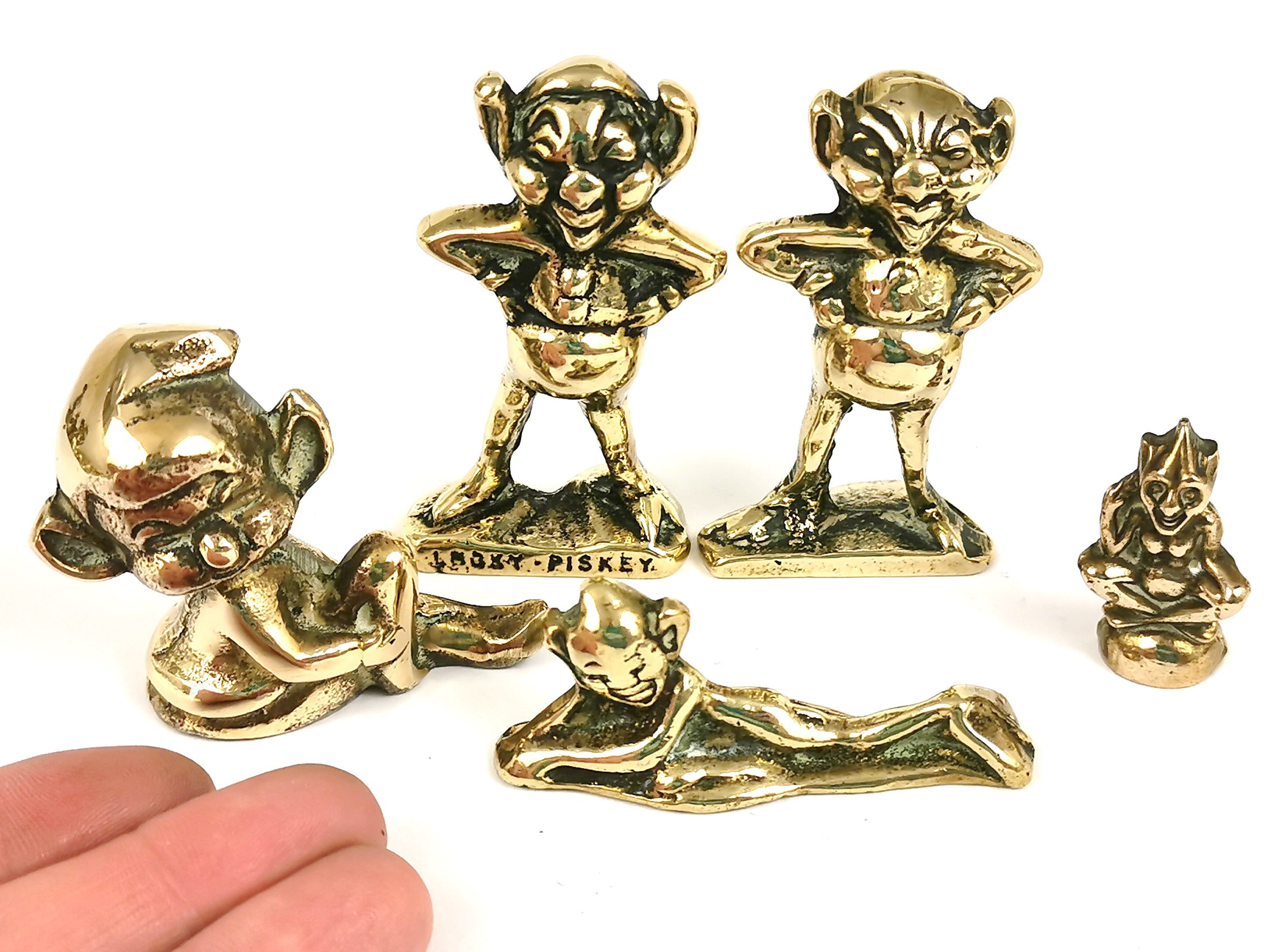 Vintage Job Lot, Miniature Brass, Brass Pixie, Lucky Pixie, Lucky