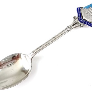 Silver Souvenir Spoon, Silver Teaspoon, Enameled Handle, Scottish Place, Mausoleum Hamilton Palace, Blue and Silver, Table Addition, Unique