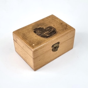 SMALL Antique Box, Trinket Box, Mauchline Ware, West Pier Brighton, Distressed Look, Dresser Table, Keepsake Container, Traditional Treen