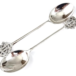 Vintage Pair, Silver Coffee Spoons, Monogram Handles, Art Deco, J Nowill, Club Spoons, Demitasse Flatware, Stylish Additions, Unique Find