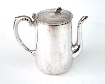 Tea or Coffee Pot, Military Tableware, Mess Canteen, Broad Arrow, Dated 1987, Silver Plate, Very Scratched, Army Issue, Afternoon Tea, Decor