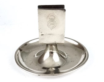 WORN and Creased, Antique Matchbox Holder, Table Ashtray, Worn Silver Plate, Royal Mail Steam Packet, Nautical Tableware, Elkington Product