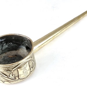 Unusual Serving Item, Handle Spout, Pouring Ladle, French Brass, Henry IV, Pau Souvenir, Art Deco, 18 1/2 Inches, Statement Piece, Accent