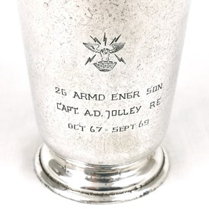 Historical Vintage Tankard, Distressed Look, Worn Silver Plate, 26th Armoured Engineer Squadron, Captain AD Jolley RD, 1960&#39;s Military, Rare