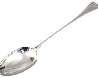 Notable Ware, LARGE Antique Spoon, Serving Flatware, Basting Spoon, Stuffing Spoon, Old English Pattern, Roberts & Belk, Farmhouse Decor