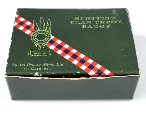 Vintage Boxed Brooch, Scottish Clan Crest, Silver… - image 4