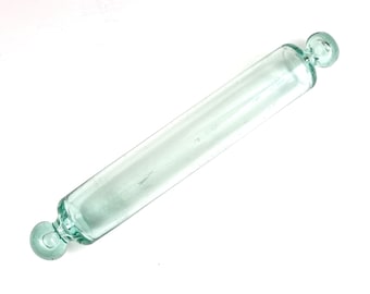 Scarce Antique Glass, Glass Rolling Pin, Tinted Glass, Traditional Cooking, Victorian Kitchen, Usable Antique, 16 1/4 Inches, Kitchenalia