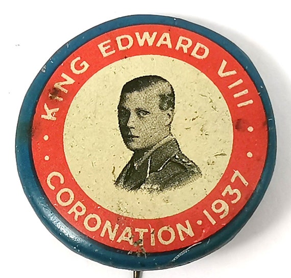 Rare Button, Vintage Costume, Edward VIII, 1937 C… - image 2