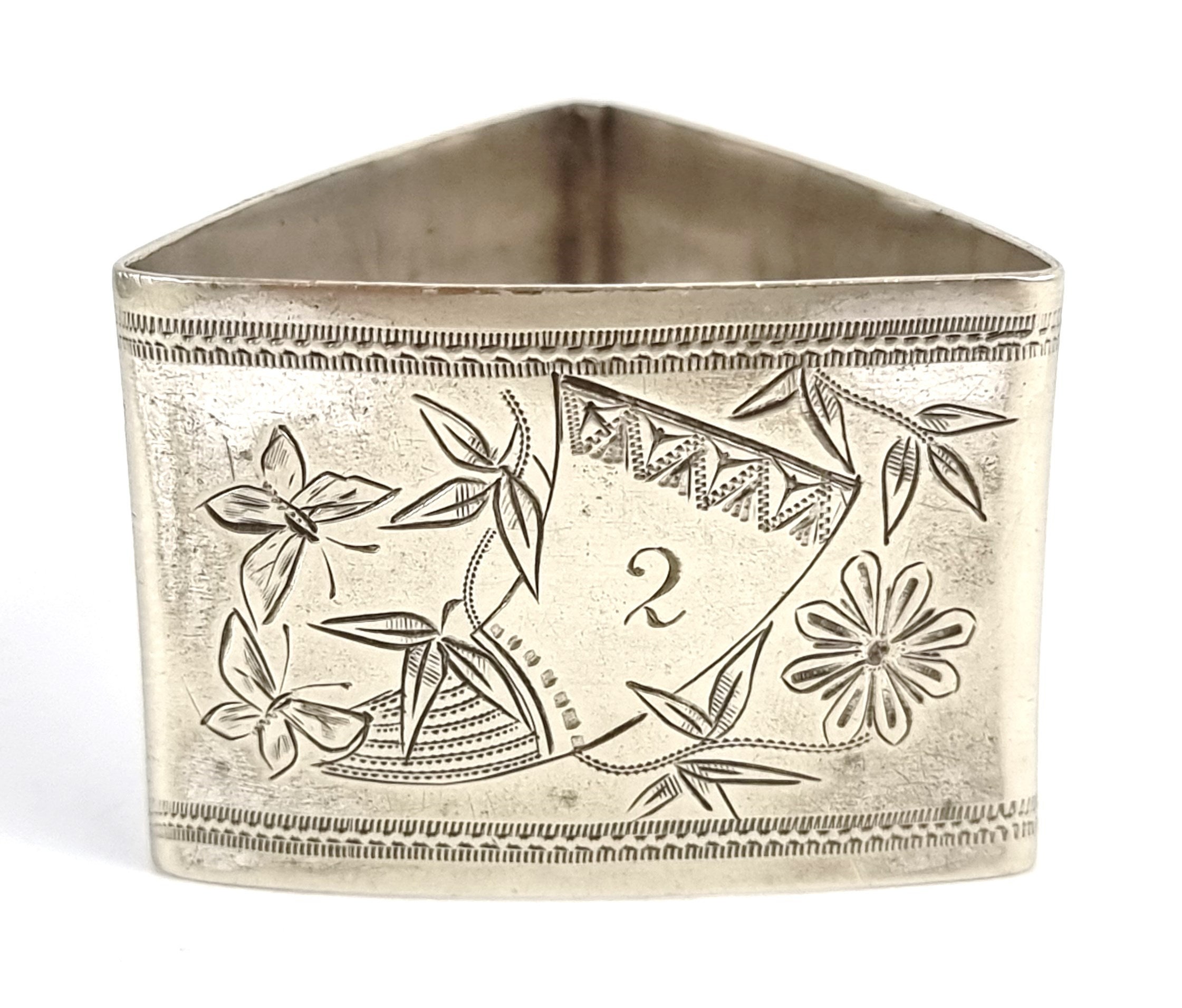 Antique Plate Rings Kitchen & Dining Dining & Serving Serviette Ring Unique Worn Silver ...