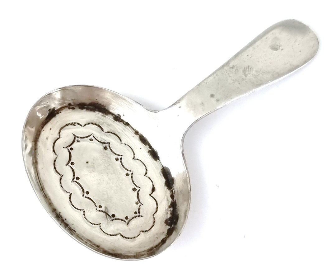 Unusual Antique, Tea Caddy Spoon, Victorian Flatware, Flat Oval Bowl
