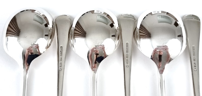 Set of Soup Spoons, Military Issue, Set of Six, Silver Plate ...