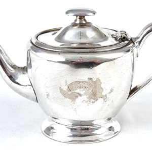 At Fault, Antique Hotelware, Grand Hotel Leicester, Bachelor Teapot, Worn Silver Plate, Fenton Bros, Hotel Badge, Elegant Shape, Teapot