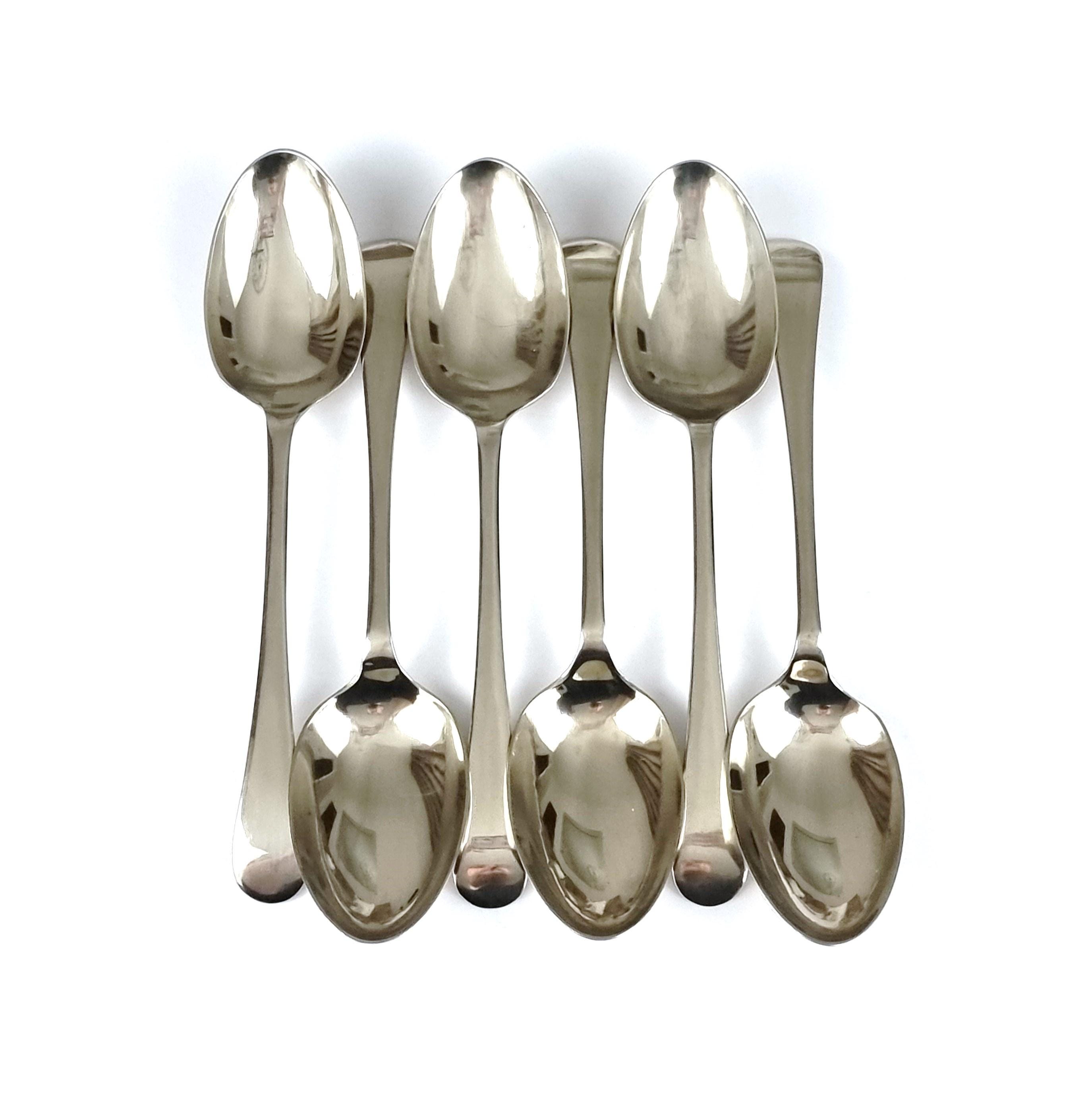 アンティーク ニッケル シルバー、6 個セット、デザート スプーン