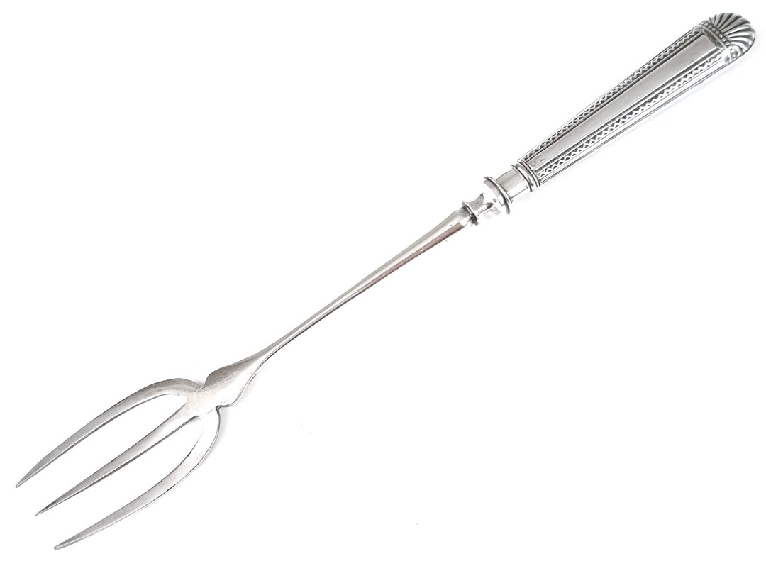 Striking Antique, Long Handled Fork, Silver Plate, Zig Zag Border ...