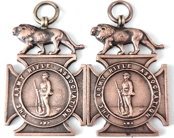 Medallas Fob Vintage, Colgantes Únicos, Asociación de Rifles del Ejército, Deportes Regimentales, Art Deco, Aspecto Histórico, Llaveros de Cobre, Accesorio Decorativo