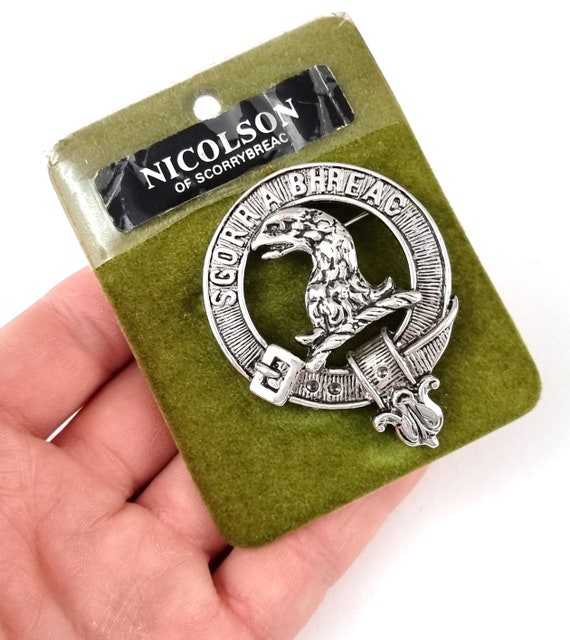 Vintage Boxed Brooch, Scottish Clan Crest, Silver… - image 2
