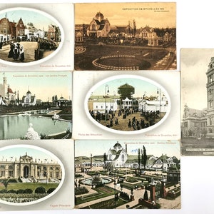 Cartes postales antiques, Job Lot, Exposition de Bruxelles, Exposition 1910, Histoire de la Belgique, Éphémère européenne, Cartes Décoratives, Événement mondial
