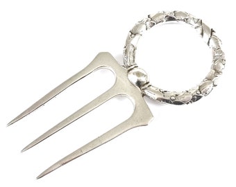 Decorative Antique Fork, Bread Fork, Meat Fork, Silver Plate, Wreath Handle, Floral Flatware, George Ward, Floral Flatware, Victorian Fork