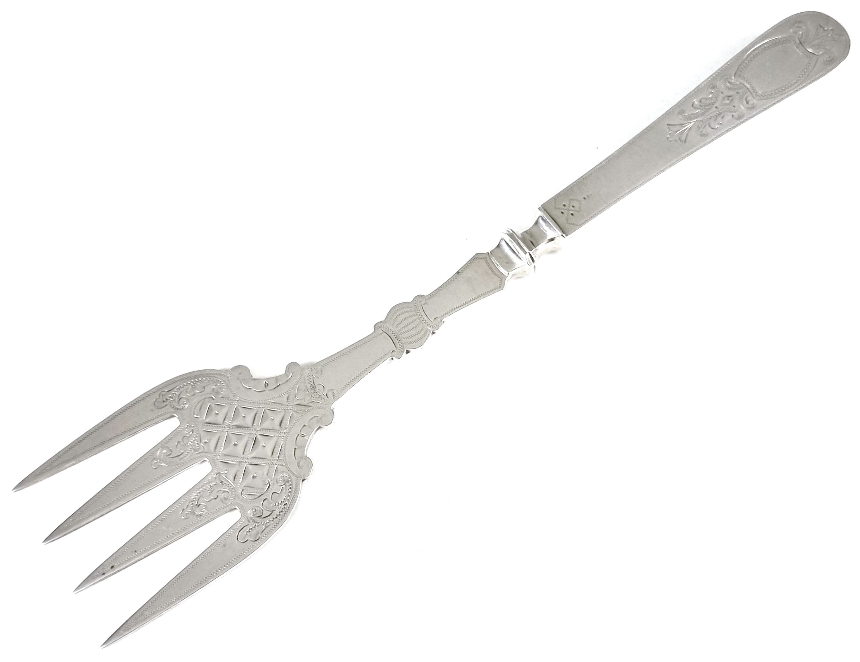 見事なサービング フラットウェア、サービング フォーク、シルバー