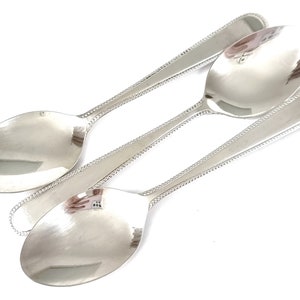 Set of Three Vintage Spoons, Bead Pattern, Silver Plate, Silver Spoon Sugar, Vintage Advertising, Home Baking, Retro Home, Sugar Advert