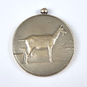 Vintage Belgium Medal, Electroplated Medal, 50mm Diameter, Goat Design, Goat Prize, Ministerie Van Landbouw, Distressed Look, Agricultural