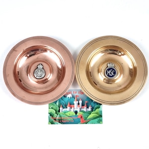 Police Memorabilia, SMALL Dishes, Copper and Bronze, 4 1/2 Inches Diameter, Metropolitan Special Constabulary, Table Ashtrays, Table Decor