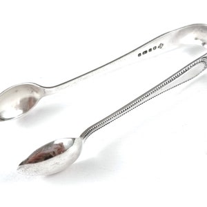 Victorian Silverware, Sterling Flatware, Sugar Tongs, Bead Pattern, Martin Hall, 19th Century, Elegant Tableware, Afternoon Tea, Tea Tongs