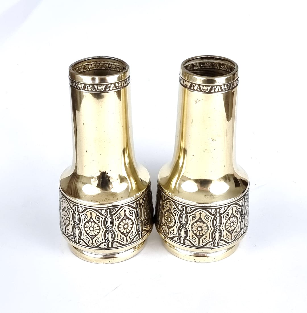 WORN Silver Plate, Pair of Vases, WMF Tableware, Ostrich Mark,