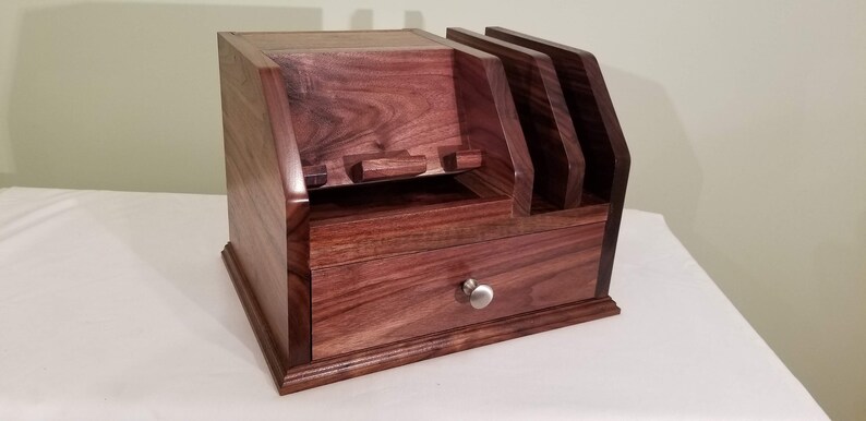 Multi Phone Charging Station With Drawer Solid Walnut Wood Etsy