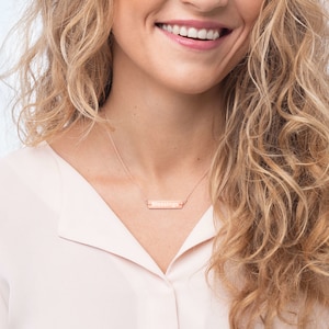 Sterling Silver Engraved &quot;Blessings&quot; Bar Chain Necklace , Simple Elegant Classic &quot;Blessing&quot; Sterling necklace Positive message for anyone