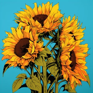 Sunflower Bouquet Digital Download Art