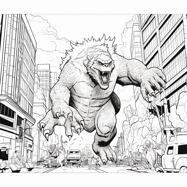 Godzilla Vs. King Kong Coloring Book for Adults and Kids. Hours of ...