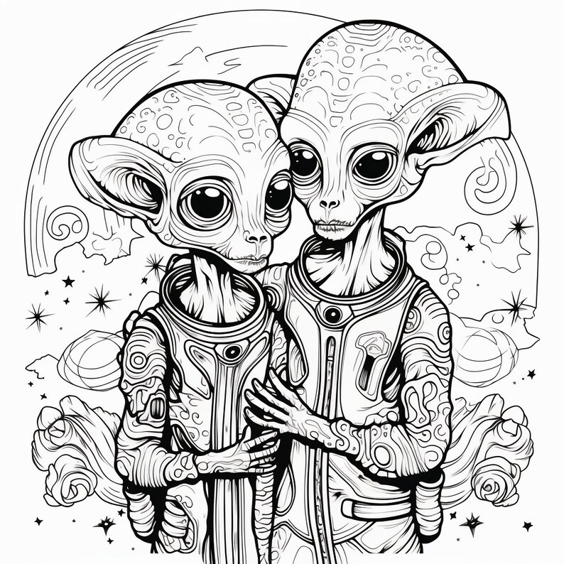 Alien Love Cuddling Aliens Coloring Book All Ages This Color Book is ...