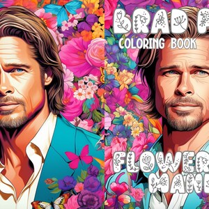 Brad Pitt Blumen Mandala Malbuch für Erwachsene und Kinder