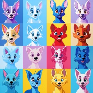 Cartoon Dogs Digital Download Wydrukuj