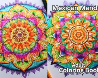 Mexikanische Mandala Malbuch für Erwachsene und Kinder Sofort herunterladbare Mandala-Farbseiten für alle Altersgruppen lustige Malbuchseiten